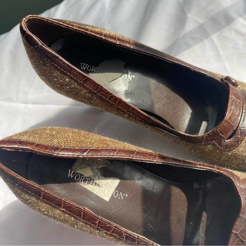 Y2K Mary Jane Strap Brown Office Heels - Picture 4 of 7